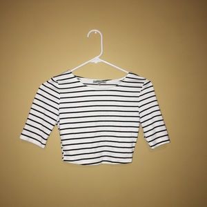 Striped sleeved crop top from Charlotte Russe